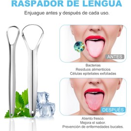 RUISTLI Raspador de Lengua 4 Piezas,Limpiador de Lengua Acero Inoxidable,Tongue Scraper con Estuche de Transporte,Limpia Lengua y Higiene Bucal Cepillo de Lengua(4 Pcs)