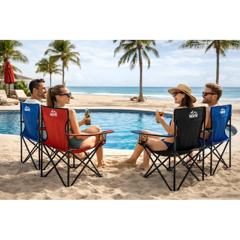 4 Sillas Plegables De Playa, Campamento Y Exteriores.
