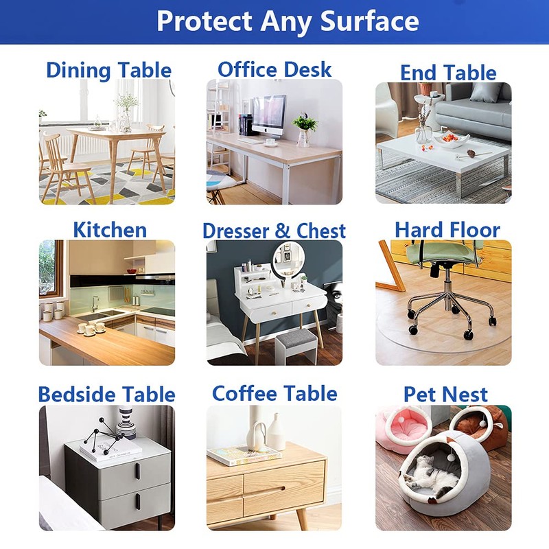 Clear PVC Desk Protector Plastic Crystal Tabletop Topper Thick Small