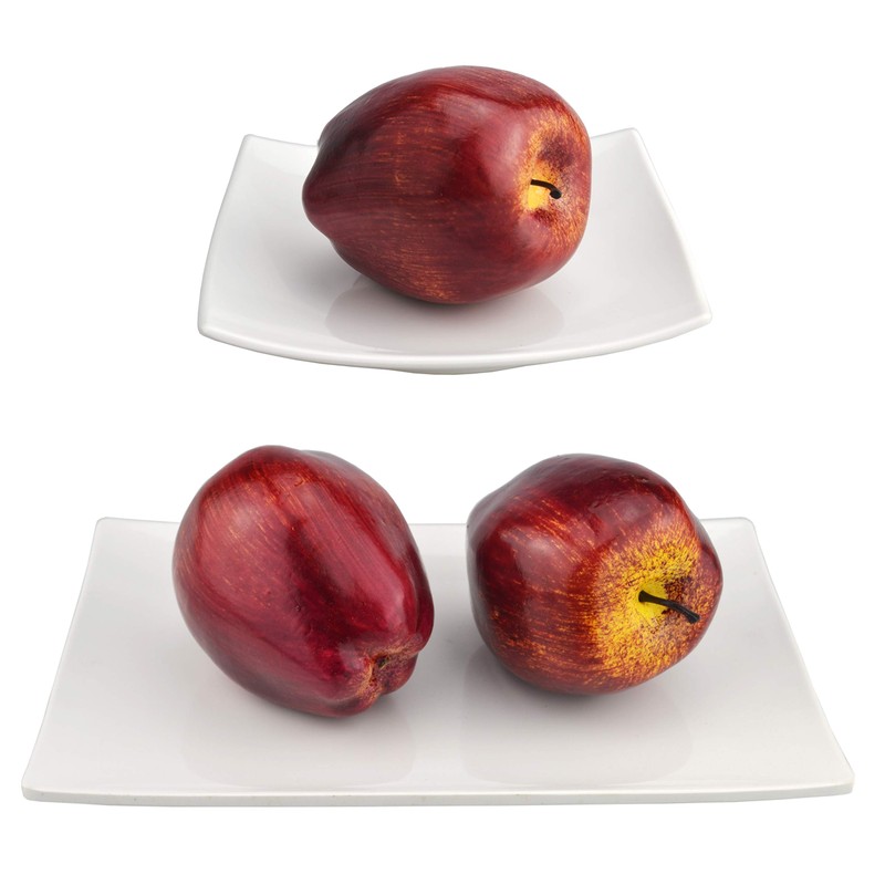 JEDFORE Fake Dark Red Apple Simulation Artificial Lifelike Plastic Red