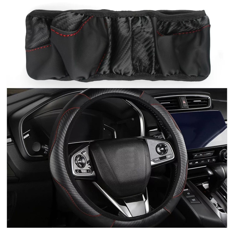 DONWELL For Toyota Car Steering Wheel Cover Carbon Black Leather