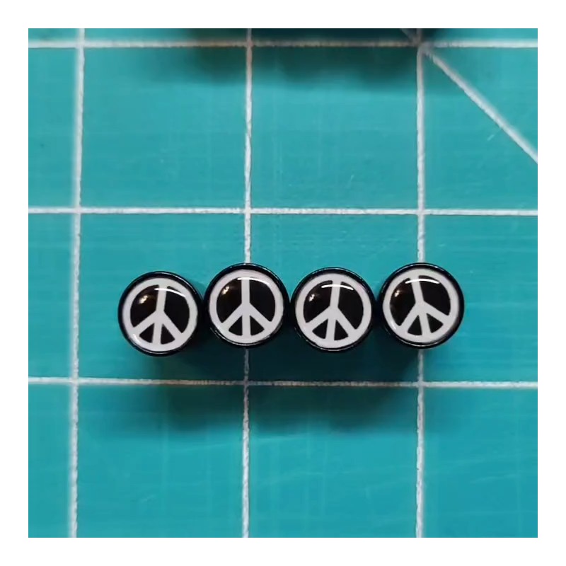 AutoValveCaps Peace Sign Tire Valve Caps (Black and White) -