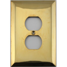 Jumbo Stamped Unlacquered Brass One Gang Duplex Electrical Outlet Wall Plate