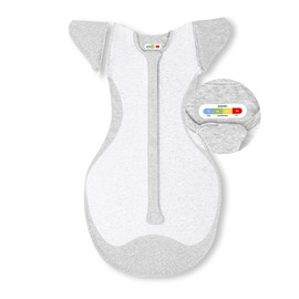 BABELIO Baby Swaddle Temp-Sensing Detachable Zip Sleeves Transitional Arms Up Swaddles 0-3 Months Soft Newborn Sleep Sack Light Gray