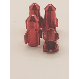 Unbranded Set of  Red Rocket Tire Valve Stem Caps For Car, Standard Fitting #24