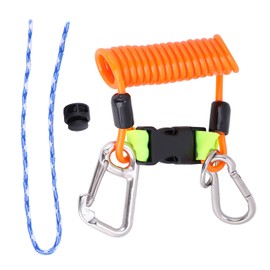 POCREATION Cordón de Buceo con Clip de Acero Inoxidable de Liberación Rápida, Herramienta de Emergencia de Seguridad para Cuerda de Resorte Anti Pérdida de Buceo para Cámaras, Luces, (Naranja)