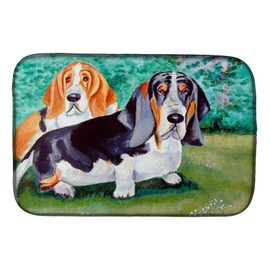 Caroline's Treasures 7061DDM Basset Hound Double Trouble Dish Drying Mat Absorbent Dish Drying Mat Pad for Kitchen Counter Dish Drainer Mat for Countertop, 14 x 21", Multicolor