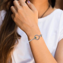 Orchid Jewelry 925 Sterling Silver Bracelets for Women | Green Emerald CZ & Yellow Citrine CZ Chain Silver Bracelet for Womens | Beautiful Present for Girls | Round Shape 1.90 Ct.