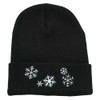Snowflakes Embroidered Long Beanie - Black OSFM