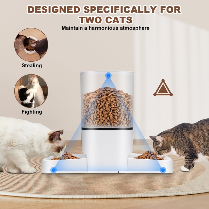 Gugxiom 6L Automatic Cat Feeder for 2 Cats, Cat Food