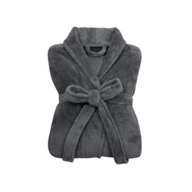 npluseins 1690.2379 Women's Dressing Gown and Bathrobes for Men Bathrobe Cuddly Fleece with Shawl Collar Sauna Bathrobe Women's Fluffy, charcoal