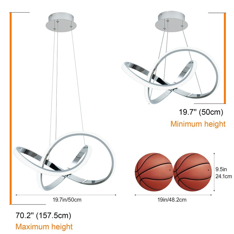 MAYNA Modern Chandelier with Remote Control, Dimmable LED Chandelier with