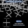 sourcing map 600Pcs Tile Spacers, 1.5mm 1/16" Cross Shape Wall