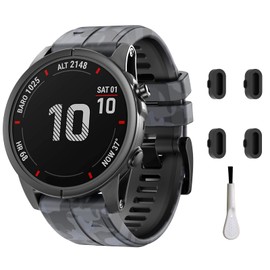 22mm Camo Quick Easy Fit Silicone Watch Band Compatible for Garmin Fenix 5/Fenix 5 Plus/Fenix 6/Fenix 6 Pro/Fenix 7, Sport Waterproof Replacement Smartwatch Wrist Strap for Forerunner 935/Forerunner