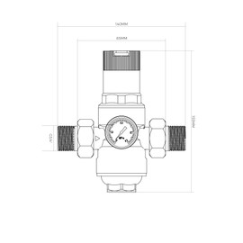 Vancoco Pressure Regulator Water 3/4 Inch DN 20, Water Pressure Regulator with Pressure Gauge and Filter, Reusable Pressure Regulator Made of Brass