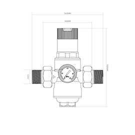 Vancoco Pressure Regulator Water 3/4 Inch DN 20, Water Pressure Regulator with Pressure Gauge and Filter, Reusable Pressure Regulator Made of Brass