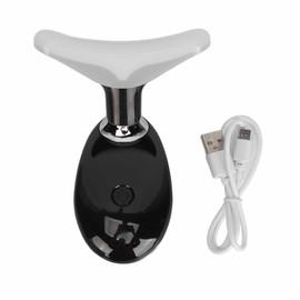 Neck Skin Tightening Lifting Massager Colorful Lights Wrinkle Removal Vibration Neck Beauty Device Black