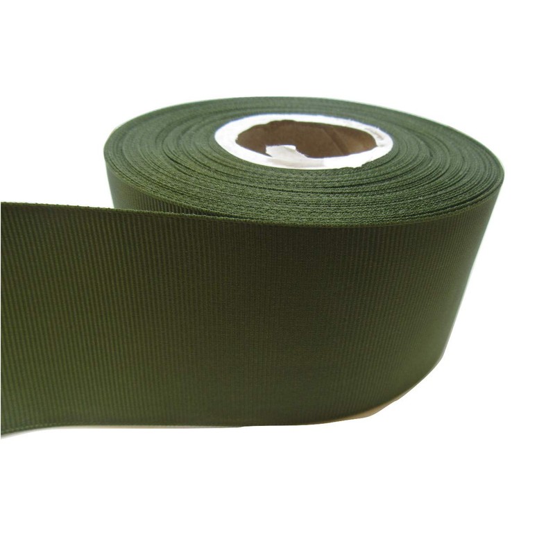 2 metres of 38mm Grosgrain Ribbed Ribbon Olive Dark Green