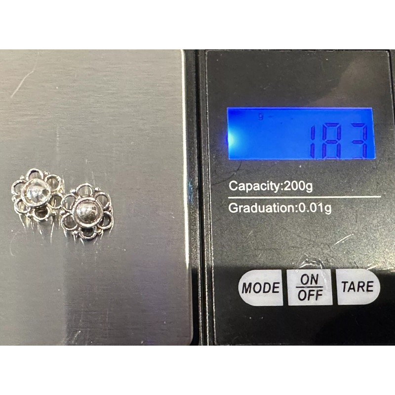 Pair Sterling Chunky Silver Flower Connectors Links .925 Findings component