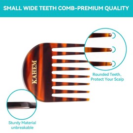 KAHEM Handmade Small Wide Tooth Comb for curly hair, Daily Hair Care Detangler Comb for Long and short Hair, Pocket Size, Unbreakable, 3.14Inch