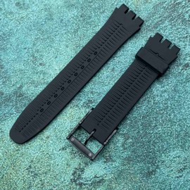 Rihahisy Silicone Rubber Watch Strap/Watch Band Replacement for Swatch (19mm, Jet Black)