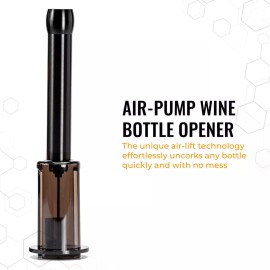 Cork Genius Air-Pump Wine Opener - Easy-Open Wine Bottle Opener with Air Lift - Black