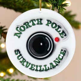 (Flat 2D Acrylic) North Pole Surveillance Ornament 2024, Santa Camera Kids, Camera Lens for Santa Cam, Little Elf, Reindeer Camera Lens, Early for Kids, Funny Ornament for Kids