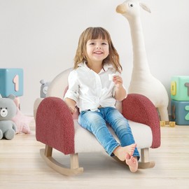 HONEY JOY Toddler Rocking Chair, Kids Rocker Chair with Solid Wood Frame & Plush Fabric, Kids Furniture Sofa w/Anti-Tipping Design, Toddler Couch for Kids Room, Playroom, Nursery, Bedroom (Red)