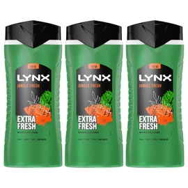 Lynx Lynx 3-in-1 Shower Gel Jungle Fresh 12 Hours of Long Lasting Refreshing Fragrance Body Wash with Plant-Based Moisturisers for Men for Naturally Soft Skin, 500ml Pack of 3