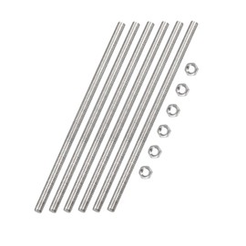 TA-VIGOR 6Pcs M4 x 300mm Fully Threaded Rod, 304 Stainless Steel Studding Rod Bar, Right Hand Threads Rods with 6Pcs Hex Nuts for Anchor Bolts, Clamps, Hangers and U-Bolts