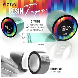 Pixiss 2 Pack - Epoxy Resin Tape Mold Release Tuck Tape for Epoxy Resin - Extra Wide Polyester Tape for Resin UV Tape Release Film, Tape for Epoxy Resin Molding Easy Peeling