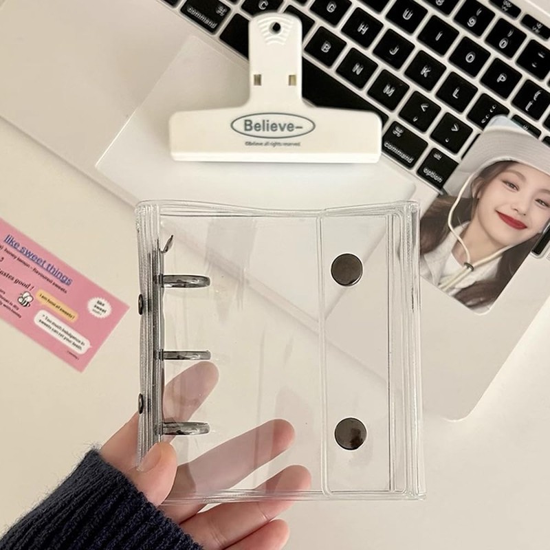 DFsucces Sealing Book, 3-Hole, A8 Size, Transparent Seal, Binder, Mount,