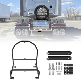 KUAFU Semi Truck Spare Tire Carrier Compatible with Volvo, Kenworth, Mack, Western Star, Freightliner, Peterbilt Universal Adjustable Spare Tire Rack Holder Width Max Up to 19"