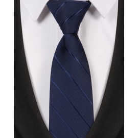 Beaface Men Ties Zipper Neck Tie for Men Adjustable Pre-tied Ties Wedding Business Formal Neckties (Navy Striped)