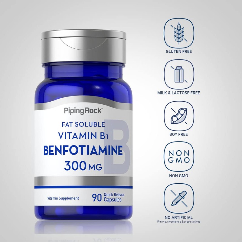Piping Rock Benfotiamine 300mg | 90 Capsules | Fat Soluble