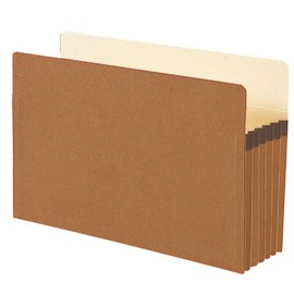Smead 100% Recycled File Pocket, Straight-Cut Tab, 5-1/4" Expansion, Legal Size, Redrope, 10 per Box (74206)