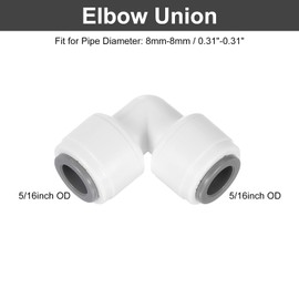 sourcing map 3Pcs Push to Connect Fittings, 5/16" OD x 5/16" OD Air Hose Fittings Tube&Hose&Pipe Quick Connect Fitting Plastic 90 Degree Elbow Union Coupling for RO Water System, White (8-8mm)