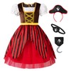 ReliBeauty Pirate costume for children, girls with pirate hat, eye