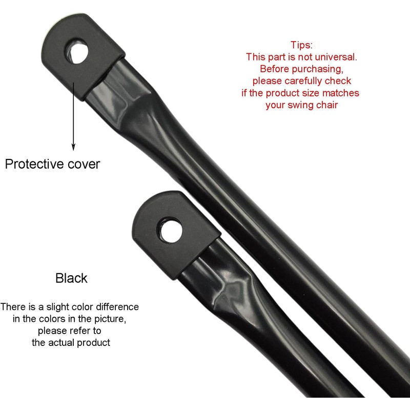 35.4inch/90cm Garden Swing Replacement Rods, Black Metal Round Rods for