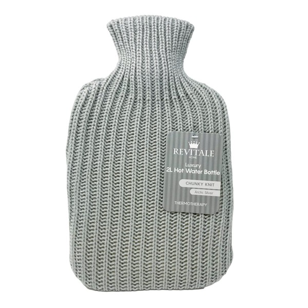Revitale Hot Water Bottle Knit - 2 Litre (Arctic Silver)