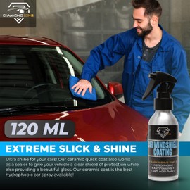 Diamond King Nano Car Windshield Glass Coating 120ml - Ceramics Coating for Cars - Car Detailing, Hydrophobic Top Coat, Durable, Car Wax Polish Spray - Car Shiner, Cleaner, DK-WIND