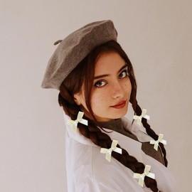 AWOCAN 30 Pieces Bow Hair Clips Mini Hair Bows Hair Band Clips Small Bowknot Barrettes Cute Small Bow Hair Band Alligator Clips Plain Non-Slip for Women (Beige + Pink + Black)