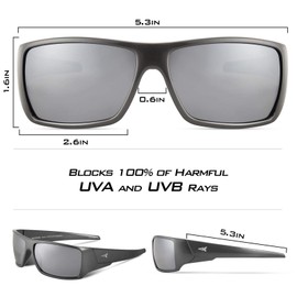 KastKing Iditarod Polarized Sport Sunglasses for Men and Women, Gloss Dark Gray Metalic Frame, Smoke Base Flash Mirror