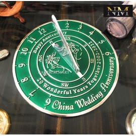 NauticalMart 20th China Wedding Anniversary Sundial Gift for Him or Her, Husband or Wife, Parents, Grand Parents, Couples to Celebrate Anniversary Unique Gift - 8 inches