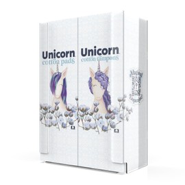 Unicorn Acrylic Wall Mounted Bathroom Dispenser Starter Kit Including One Cartridge 60 Count Organic Cotton Tampons & One Cartridge 40 Count Organic Cotton Pads