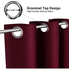 ChrisDowa Burgundyout Curtains 70 inches Wide for Bedroom - Extra Wide Grommet Thermal Insulated Room Darkening Curtains for Living Room (1 Panel, Burgundy, 70 x 84 Inch)