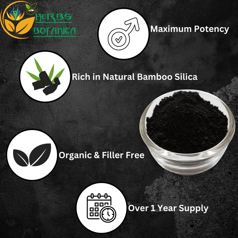 Herbs Botanica Activated Charcoal Powder - Food Grade Bamboo Charcoal