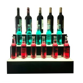 SOFEDY LED Lighted Liquor Bottle Display Shelf, 31inch LED Bar Shelves for Liquor,3-Step Lighted Liquor Bottle Shelf for Home/Commercial Bar, Acrylic Lighted Bottle Display with Remote & App Control