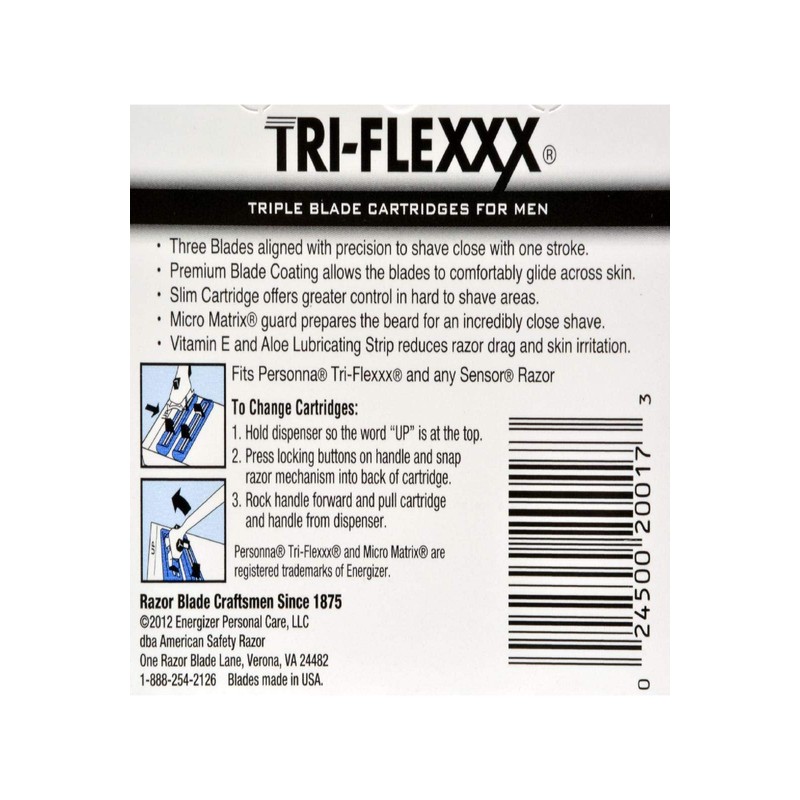 Personna Tri Flex Cartridge, 8 Count