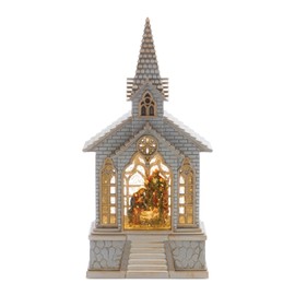Melrose International LED Snow Globe Church with Nativity 8.25" H